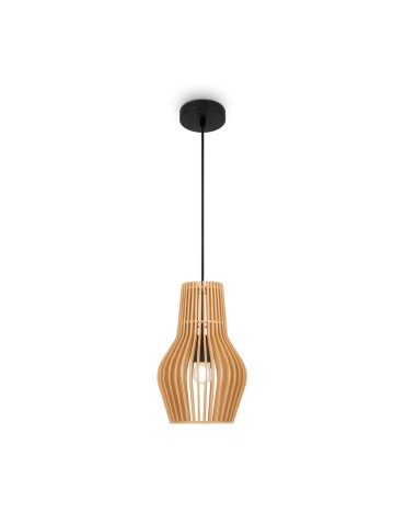 Maytoni Roots Wooden Pendant Lamp 1xE27 40W Black MOD191PL-01W