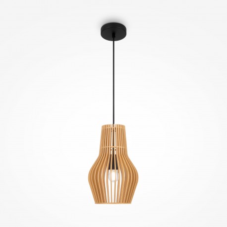 Maytoni Roots Lampa Wisząca Drewniana 1xE27 40W Czarny MOD191PL-01W