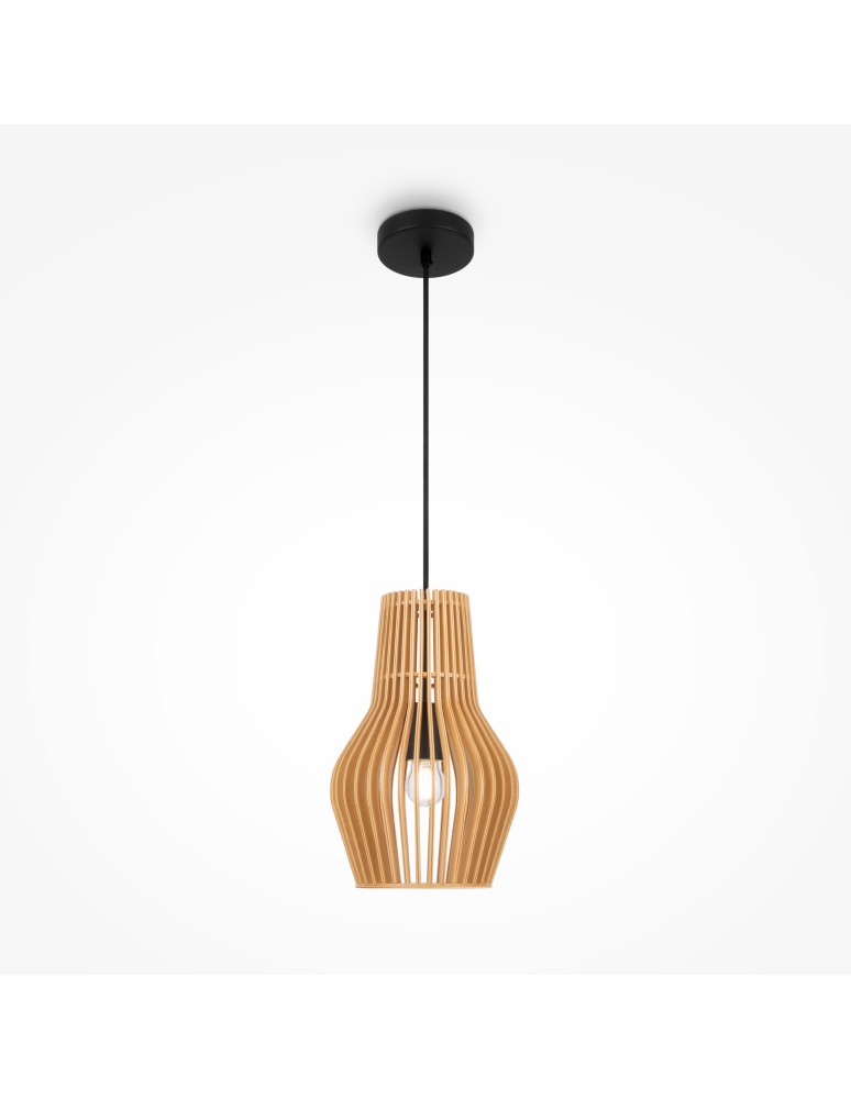 Pendant lamps - Maytoni Roots Wooden Pendant Lamp 1xE27 40W Black MOD191PL-01W - product kolory-swiatla.pl 4