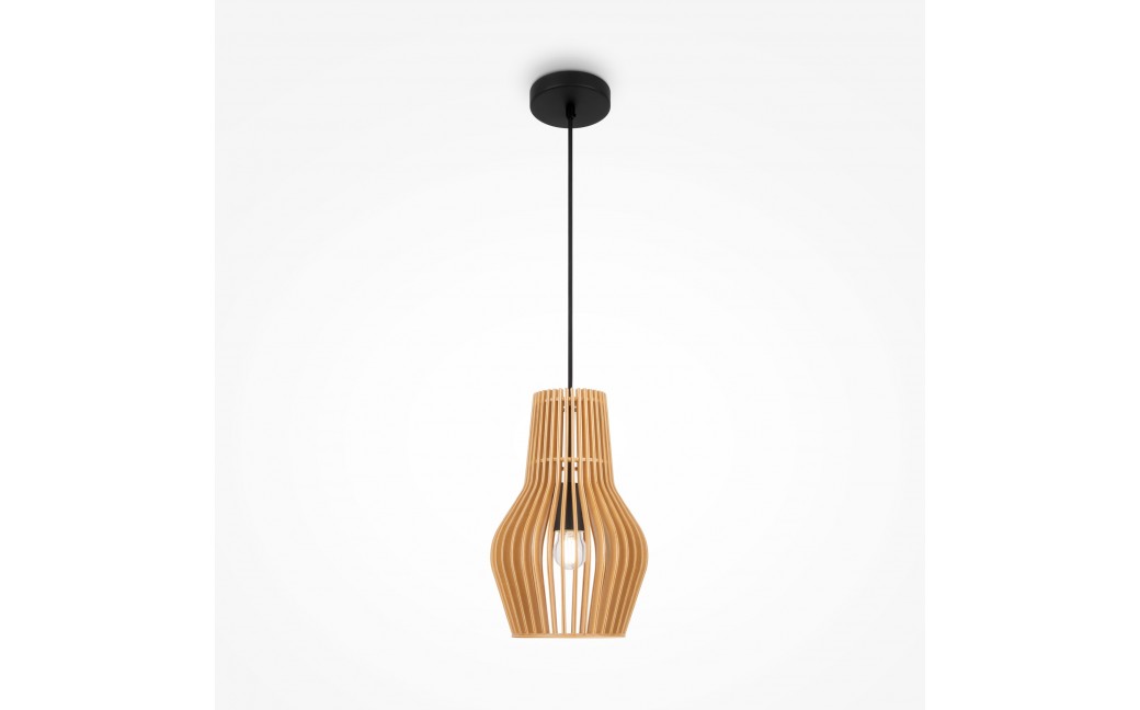 Maytoni Roots Lampa Wisząca Drewniana 1xE27 40W Czarny MOD191PL-01W