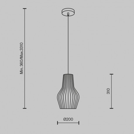 Maytoni Roots Lampa Wisząca Drewniana 1xE27 40W Czarny MOD191PL-01W