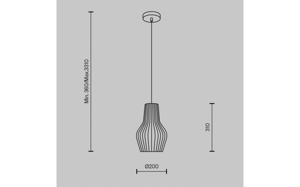 Maytoni Roots Lampa Wisząca Drewniana 1xE27 40W Czarny MOD191PL-01W