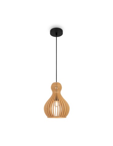 Maytoni Roots Lampa Wisząca Drewniana 1xE27 40W Czarny MOD192PL-01W