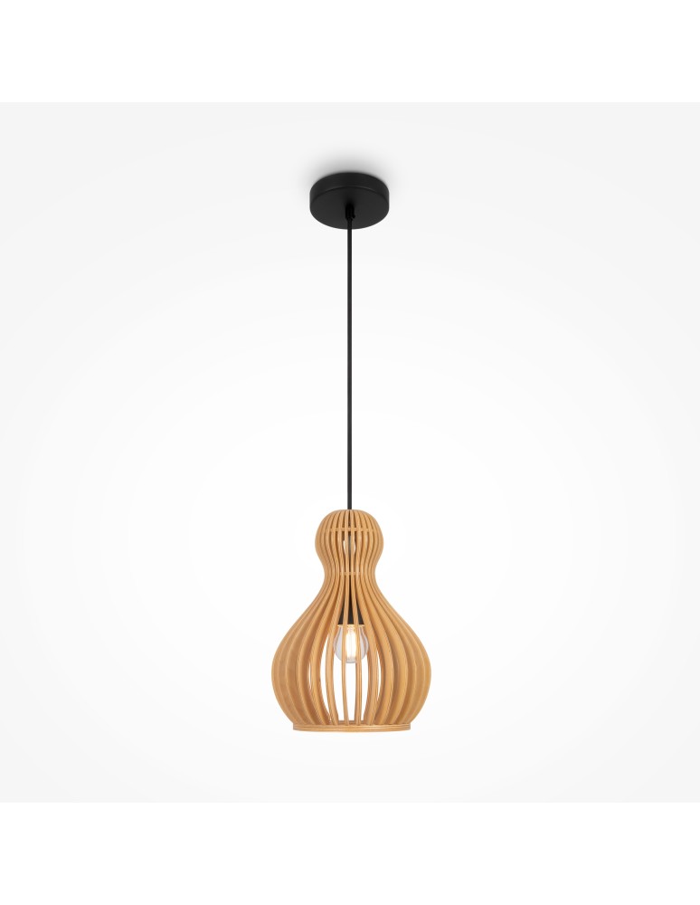 Pendant lamps - Maytoni Roots Wooden Pendant Lamp 1xE27 40W Black MOD192PL-01W - product kolory-swiatla.pl 4