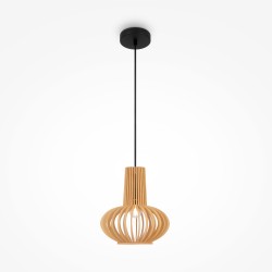 Maytoni Roots Lampa Wisząca Drewniana 1xE27 40W Czarny MOD193PL-01W