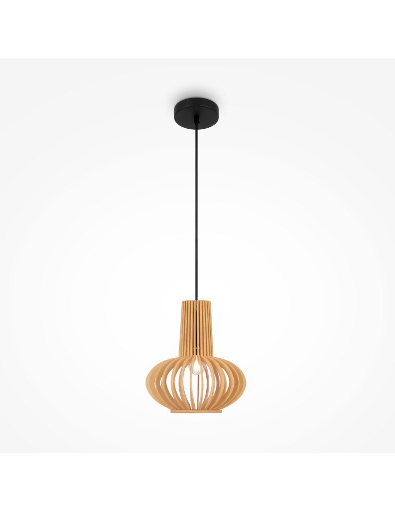 Pendant lamps - Maytoni Roots Wooden Pendant Lamp 1xE27 40W Black MOD193PL-01W - product kolory-swiatla.pl 1