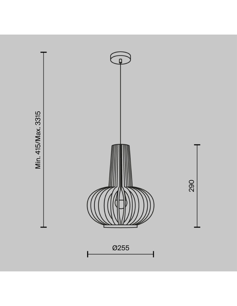 Pendant lamps - Maytoni Roots Wooden Pendant Lamp 1xE27 40W Black MOD193PL-01W - product kolory-swiatla.pl 6