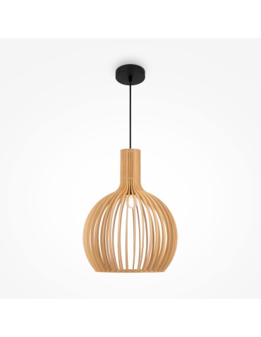 Maytoni Roots Wooden Pendant Lamp 1xE27 40W Black MOD194PL-01W