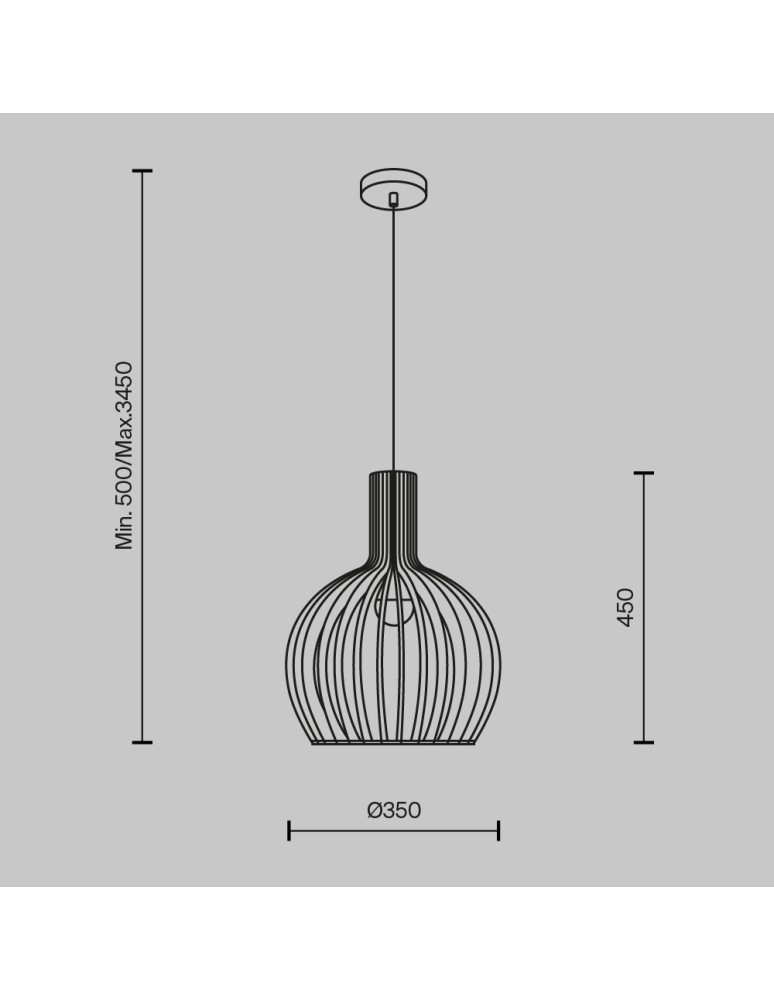Wooden pendant lamps - Maytoni Roots Wooden Pendant Lamp 1xE27 40W Black MOD194PL-01W - product kolory-swiatla.pl 7