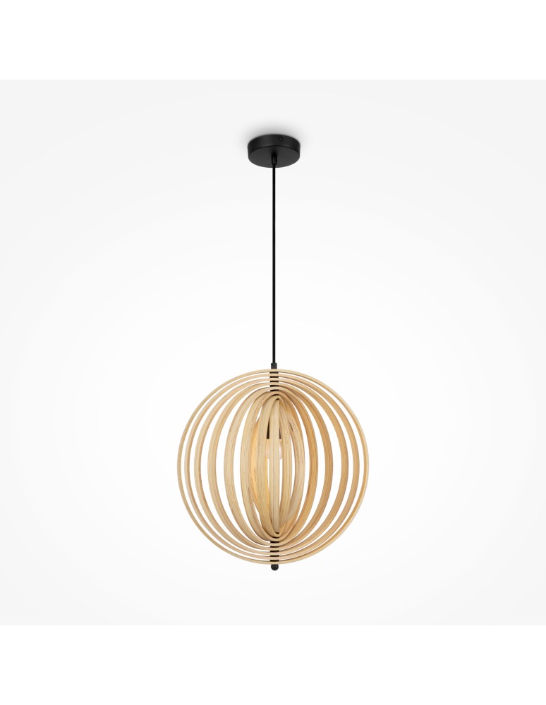 Pendant lamps - Maytoni Roots Wooden Pendant Lamp 1xE27 40W Black MOD197PL-01W - product kolory-swiatla.pl 1