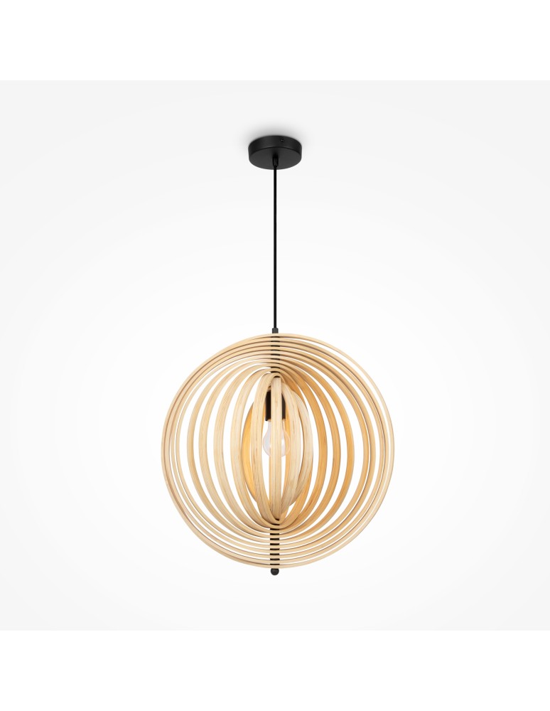 Pendant lamps - Maytoni Roots Wooden Pendant Lamp 1xE27 40W Black MOD197PL-01W1 - product kolory-swiatla.pl 1