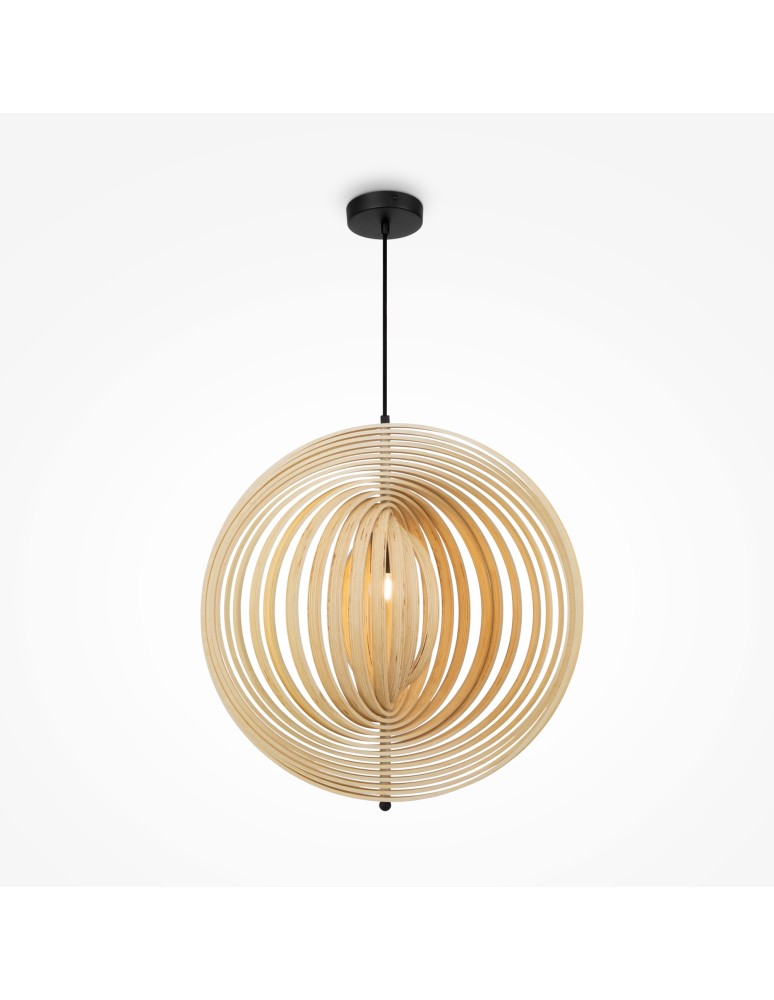Pendant lamps - Maytoni Roots Wooden Pendant Lamp 1xE27 40W Black MOD197PL-01W2 - product kolory-swiatla.pl 1