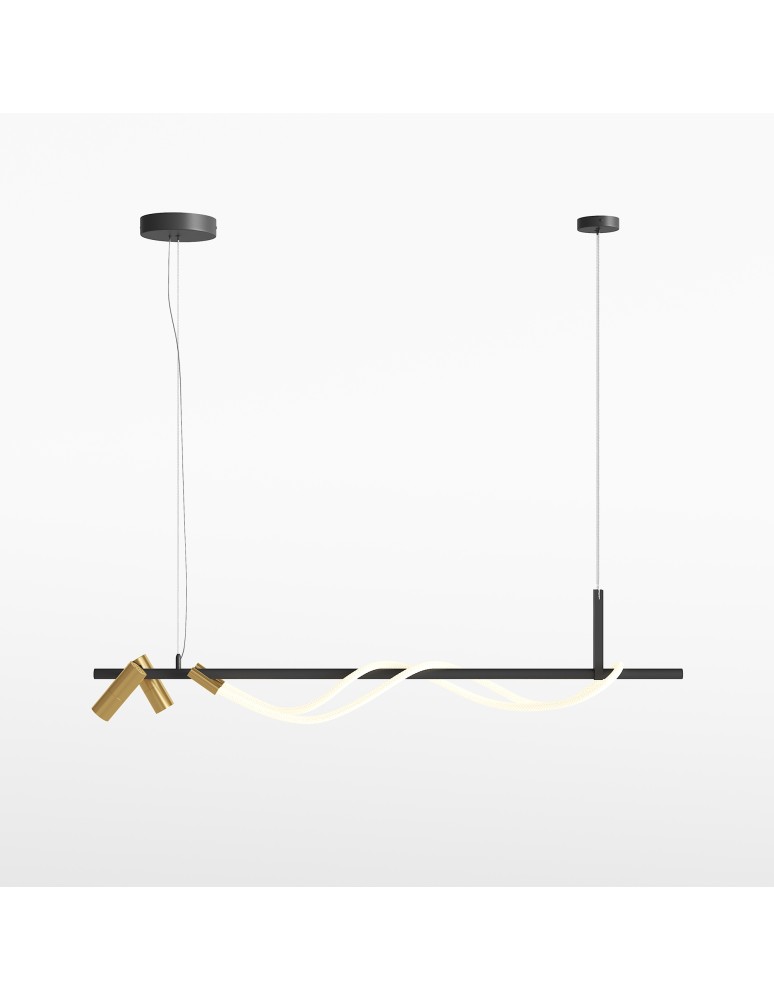 Pendant lamps - Maytoni Tau LED Pendant Lamp 30W 1500lm 3000K Black, Gold MOD166PL-L30GB3K - product kolory-swiatla.pl 1