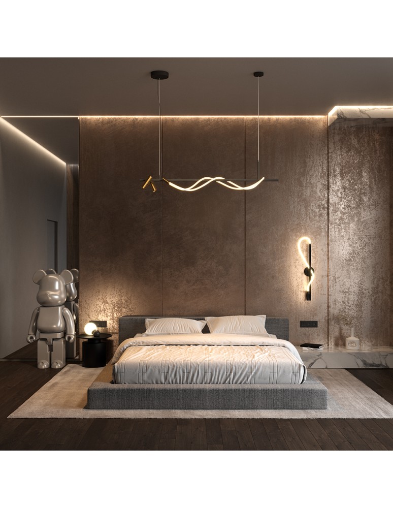 Pendant lamps - Maytoni Tau LED Pendant Lamp 30W 1500lm 3000K Black, Gold MOD166PL-L30GB3K - product kolory-swiatla.pl 2