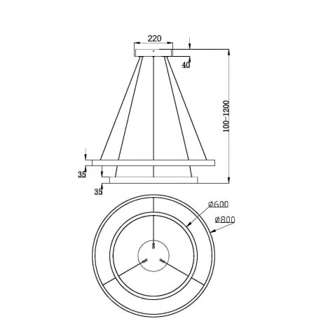 Maytoni Rim Lampa Wisząca Ringi LED 88W 5200lm 3000K Czarny MOD058PL-L74B3K