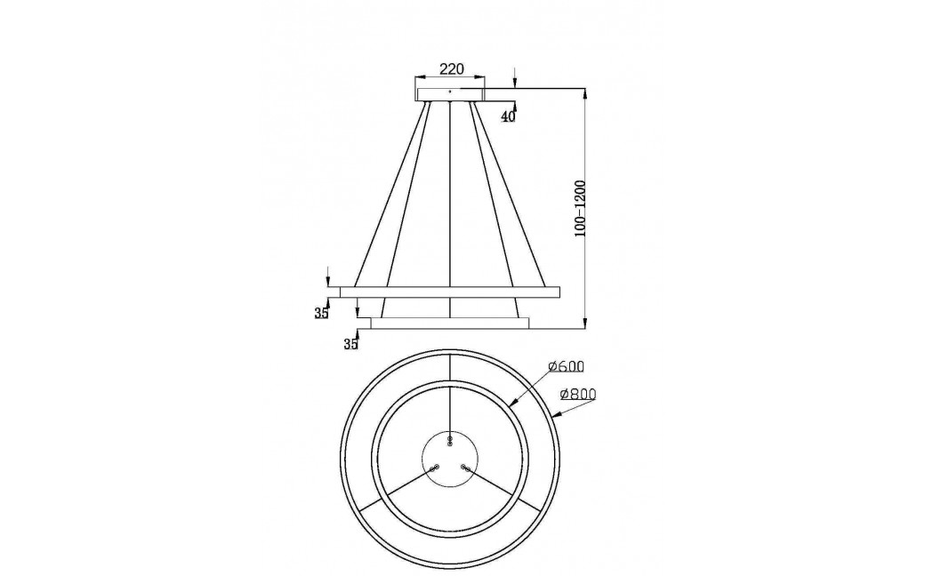 Maytoni Rim Lampa Wisząca Ringi LED 88W 5200lm 3000K Czarny MOD058PL-L74B3K