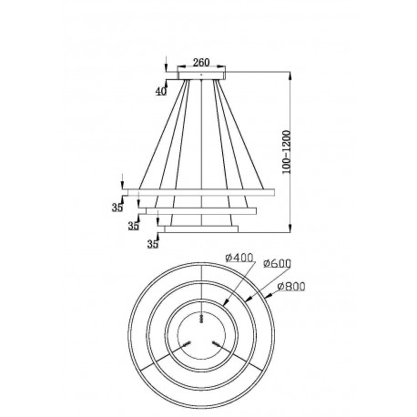 Maytoni Rim Lampa Wisząca Ringi LED 115W 6100lm 3000K Czarny MOD058PL-L100B3K