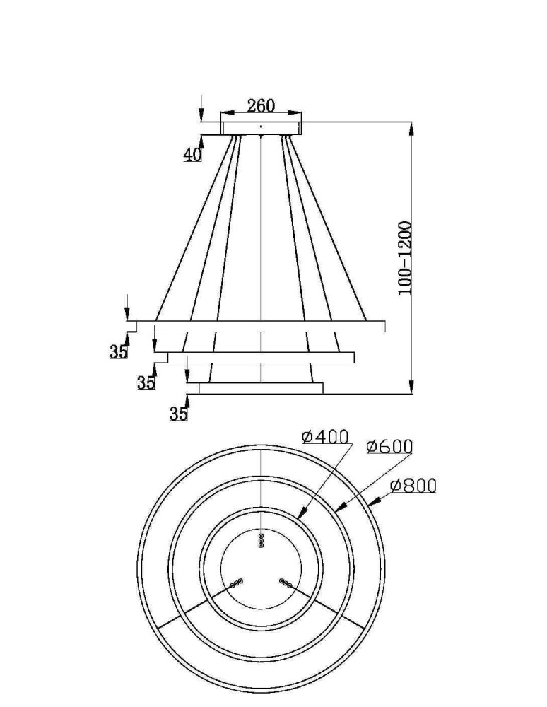 Pendant lamps - Maytoni Rim LED Pendant Lamp 115W 6100lm 3000K Brass MOD058PL-L100BS3K. - product kolory-swiatla.pl 4