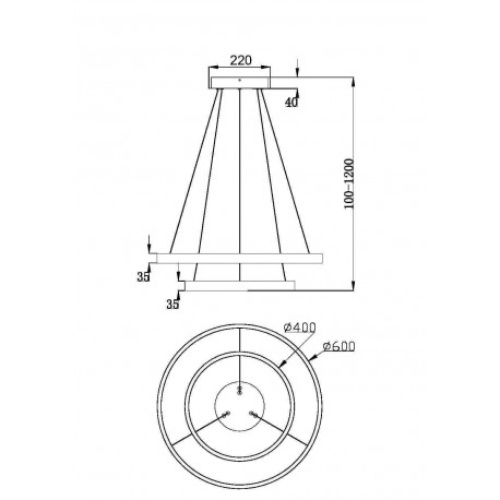 Maytoni Rim Lampa Wisząca Ringi LED 61W 3500lm 3000K Czarny MOD058PL-L55B3K