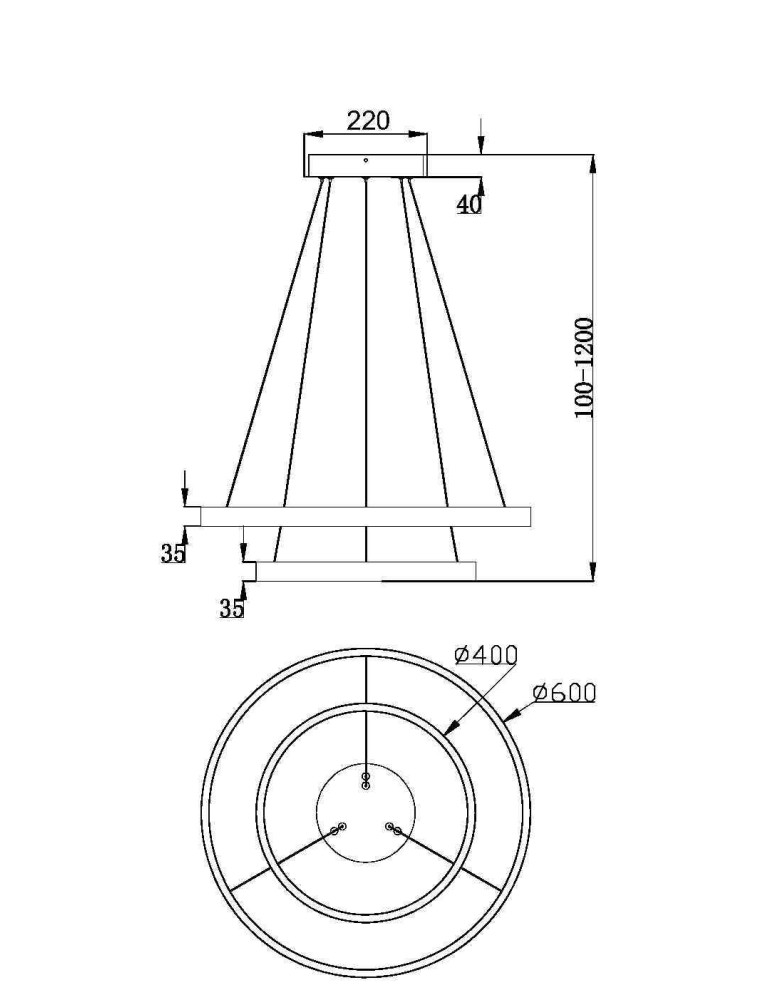 Pendant lamps circles - Maytoni Rim LED Pendant Lamp 61W 3500lm 3000K Black MOD058PL-L55B3K. - product kolory-swiatla.pl 5