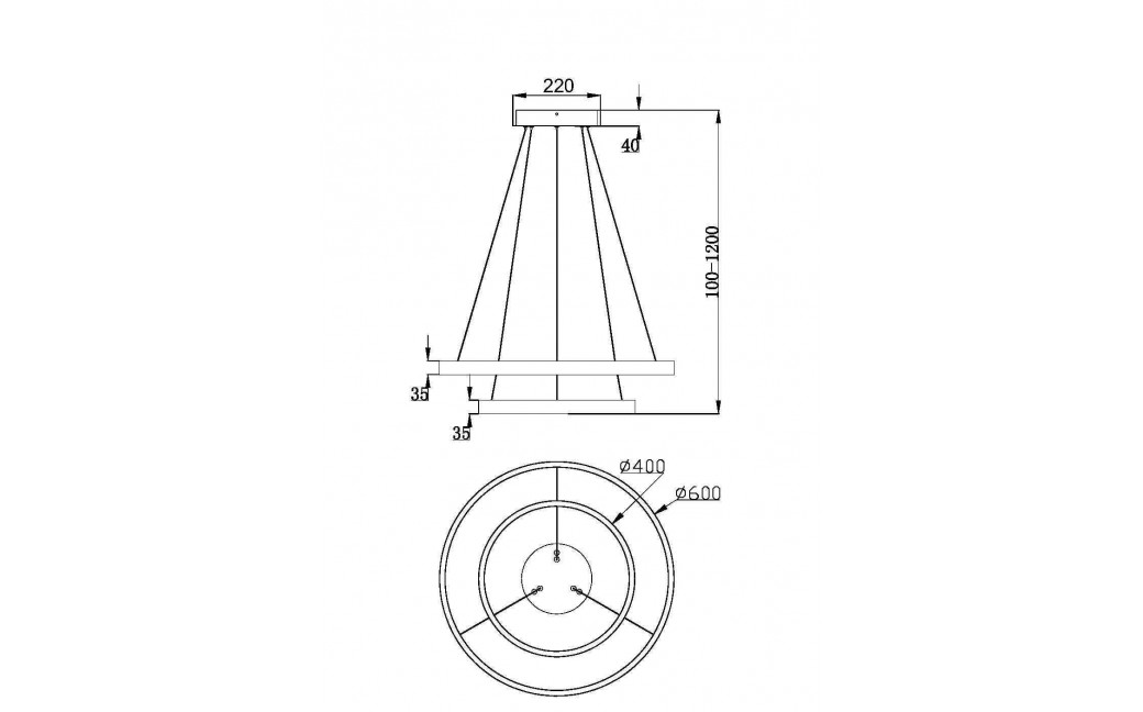 Maytoni Rim Lampa Wisząca Ringi LED 61W 3500lm 3000K Czarny MOD058PL-L55B3K