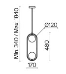 Pendant lamps - Maytoni Ring Pendant Lamp 2xG9 25W Brass MOD013PL-02BS1 - product 7