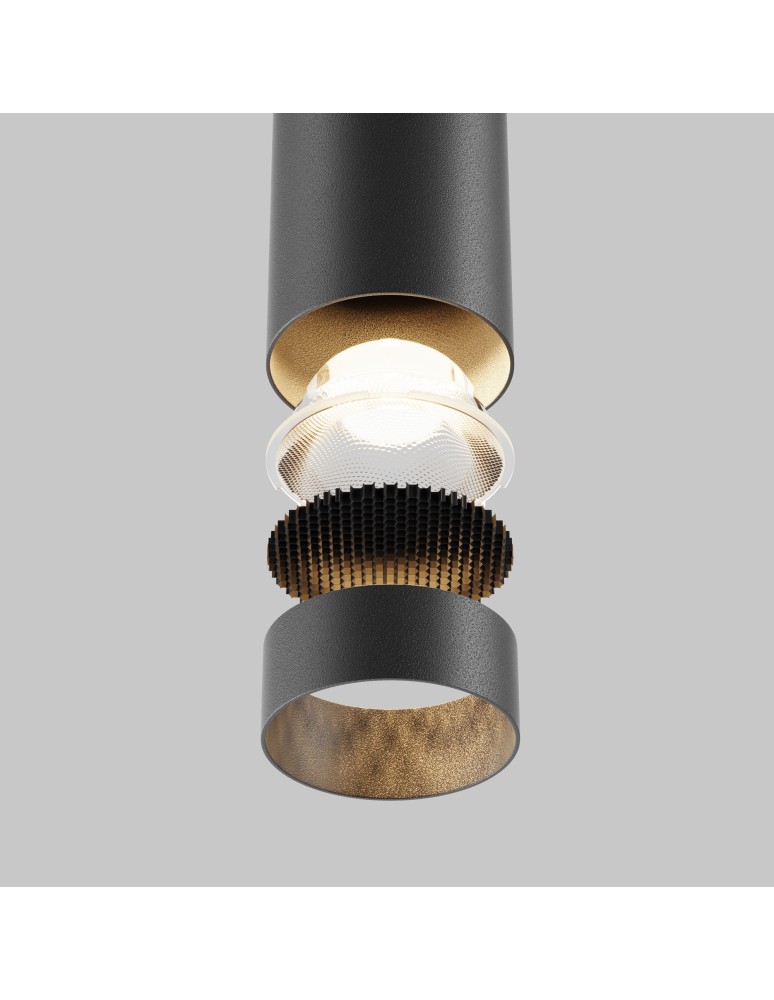 Single pendant lamps - Maytoni Focus LED Tube Pendant Lamp 12W 900lm 3000K Black P072PL-L12B3K-1 - product kolory-swiatla.pl 6