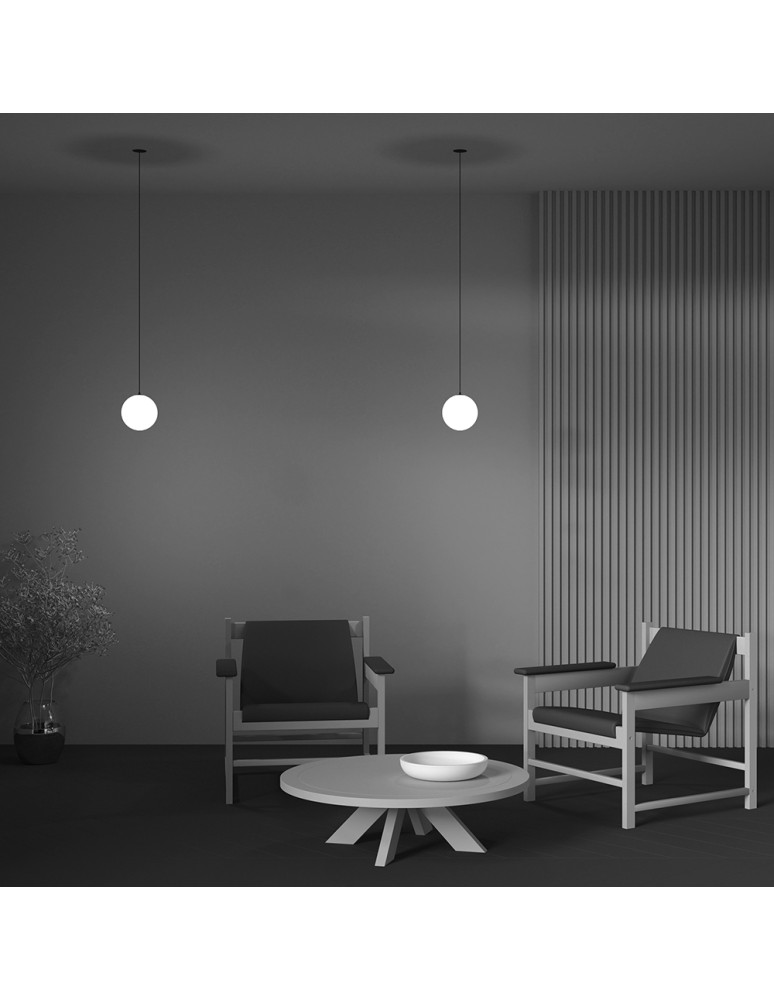 Single pendant lamps - Maytoni Luna LED Sphere Pendant Lamp 5W 300lm 3000K Black, White P039PL-5W3K-10INS-B - product kolory-swiatla.pl 6