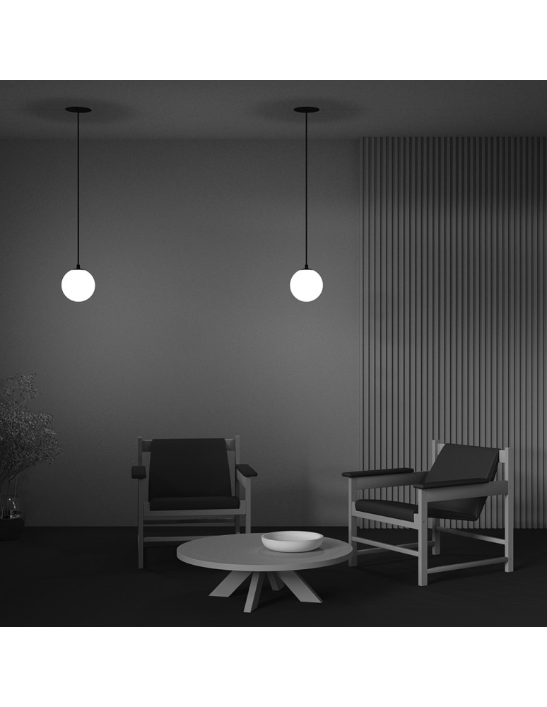 Single pendant lamps - Maytoni Luna LED Sphere Pendant Lamp 5W 310lm 3000K Black, White P039PL-5W3K-20INS-B - product kolory-swiatla.pl 6