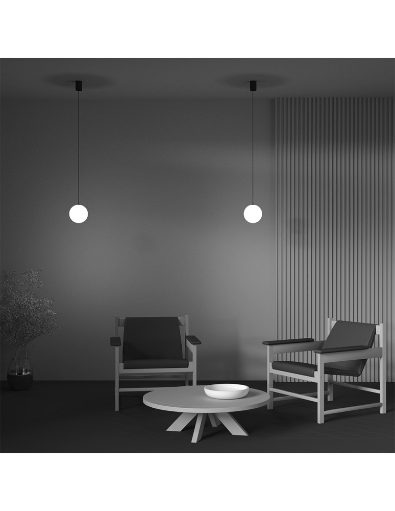 Single pendant lamps - Maytoni Luna LED 5W 330lm 4000K Sphere Pendant Lamp Black, White P039PL-5W4K-10-B - product kolory-swiatla.pl 5