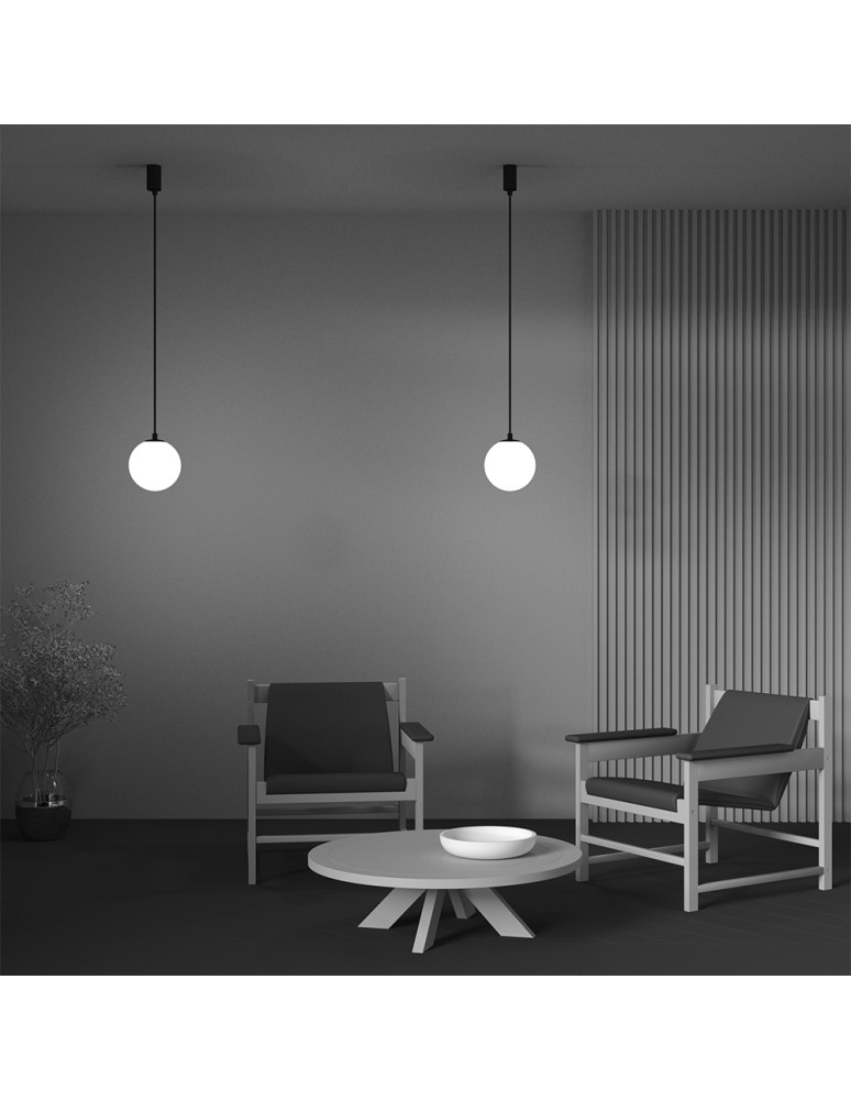 Single pendant lamps - Maytoni Luna LED Sphere Pendant Lamp 5W 350lm 4000K Black, White P039PL-5W4K-20-B - product kolory-swiatla.pl 4