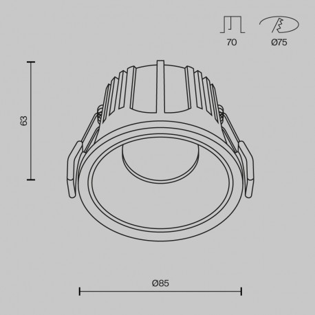 Maytoni Alfa LED Podtynkowa LED 15W 1050lm 3000K Biały, Czarny DL043-01-15W3K-D-RD-WB