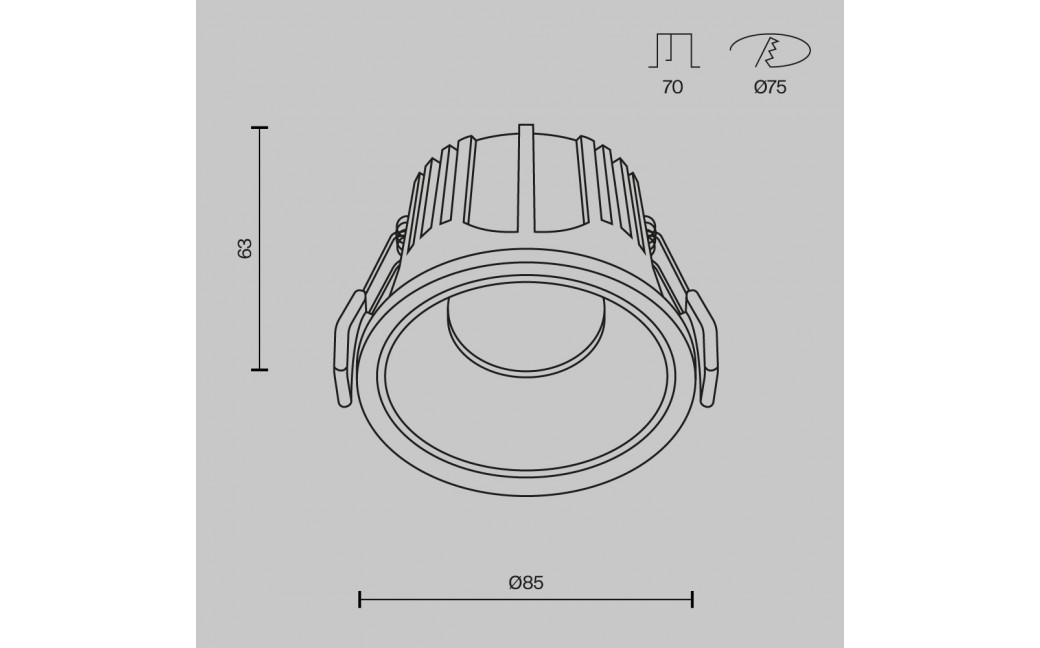 Maytoni Alfa LED Podtynkowa LED 15W 1050lm 3000K Biały, Czarny DL043-01-15W3K-D-RD-WB