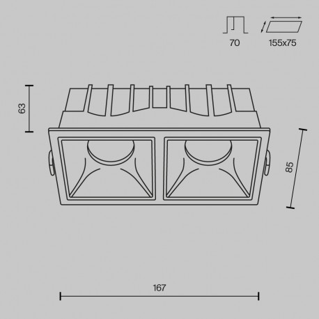 Maytoni Alfa LED Podtynkowa LED 30W 2250lm 3000K Biały DL043-02-15W3K-D-SQ-W