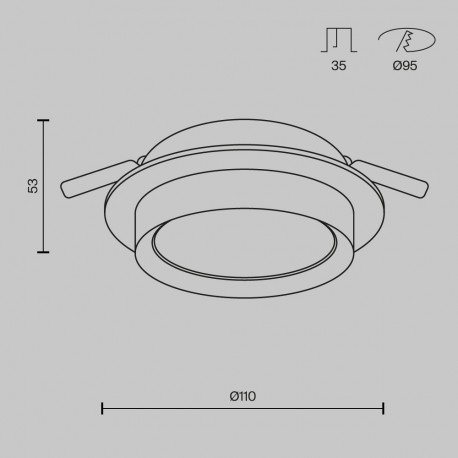 Maytoni Hoop Podtynkowa 1xGX53 15W Czarny, Złoty DL086-GX53-RD-BG