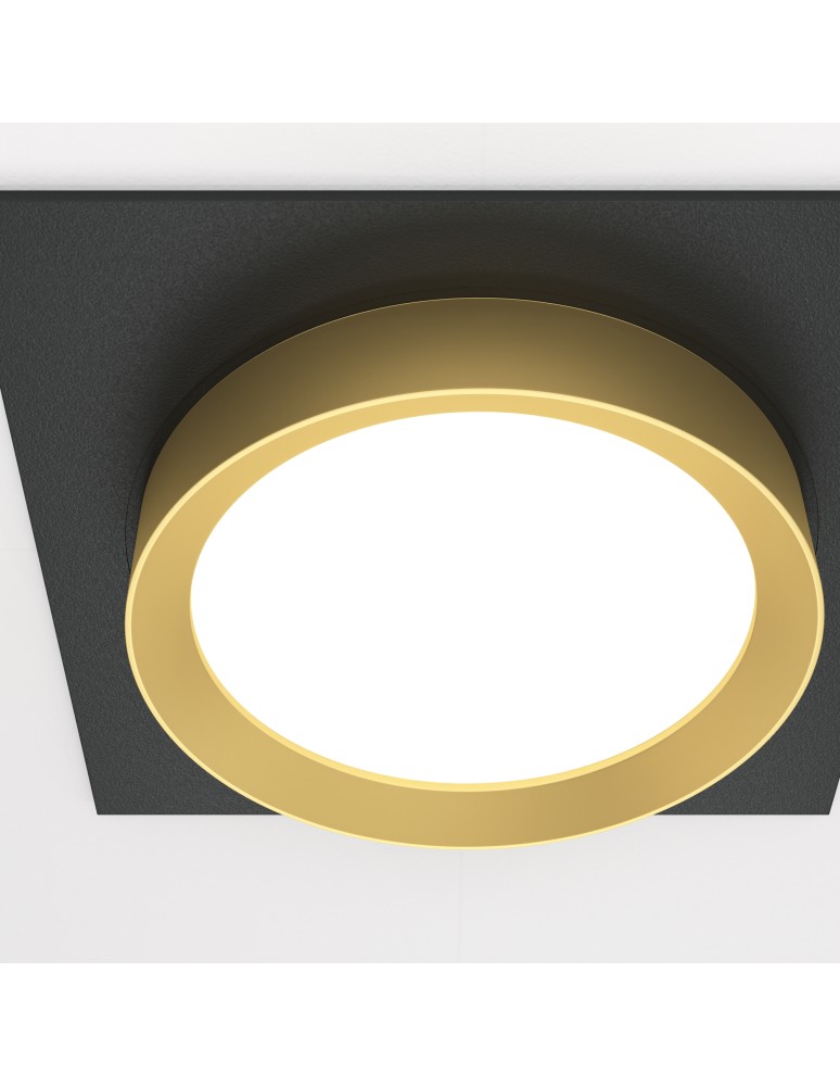 Gold flush-mounted lamps - Maytoni Hoop Flush Mounted 1xGX53 15W Black, Gold DL086-GX53-SQ-BG - product kolory-swiatla.pl 2