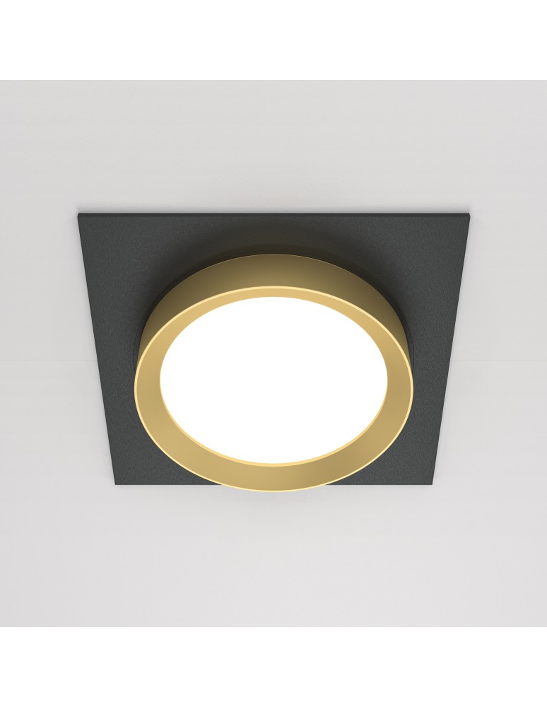 Gold flush-mounted lamps - Maytoni Hoop Flush Mounted 1xGX53 15W Black, Gold DL086-GX53-SQ-BG - product kolory-swiatla.pl 3