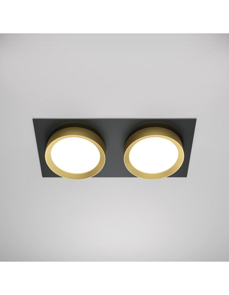 Square flush-mounted lamps - Maytoni Hoop Flush Mount 2xGX53 15W Black, Gold DL086-02-GX53-SQ-BG - product kolory-swiatla.pl 3