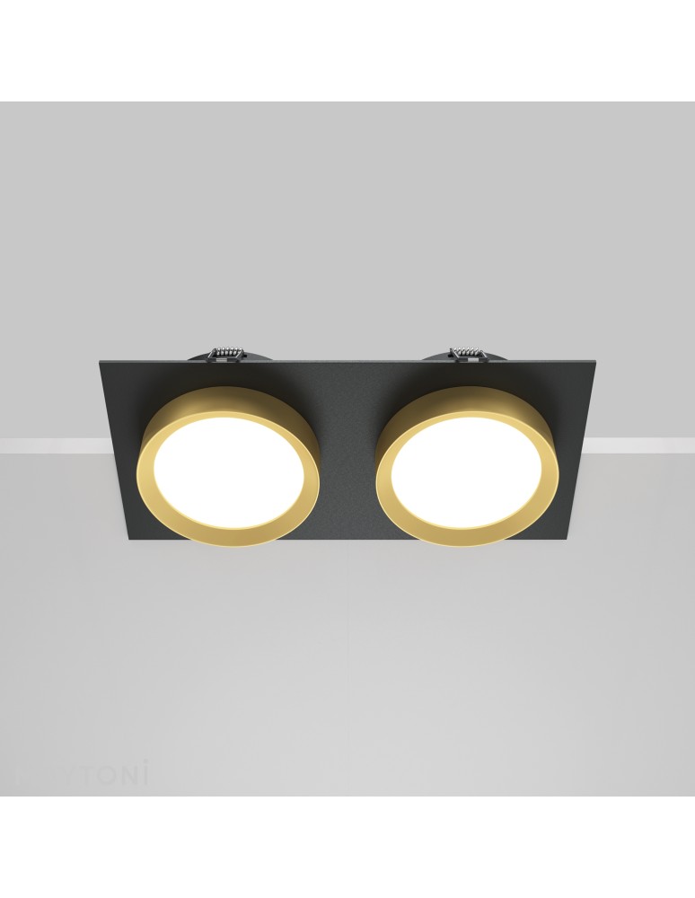 Square flush-mounted lamps - Maytoni Hoop Flush Mount 2xGX53 15W Black, Gold DL086-02-GX53-SQ-BG - product kolory-swiatla.pl 5