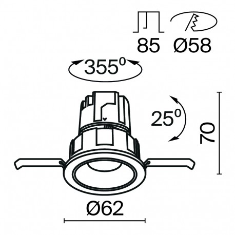 Maytoni Wise Podtynkowa LED 7W 390lm 3000K Black DL057-7W3K-B