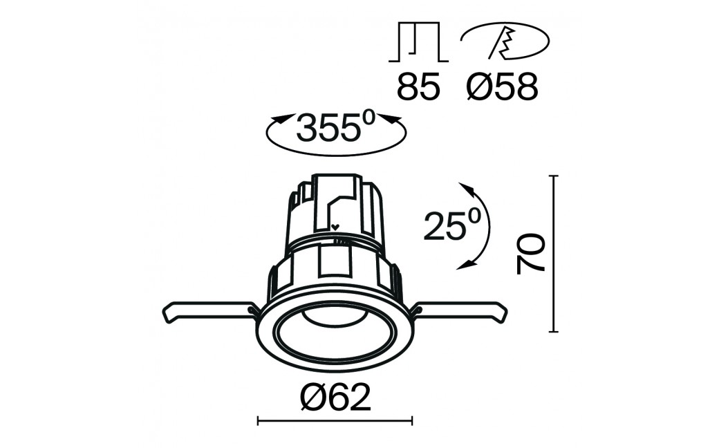 Maytoni Wise Podtynkowa LED 7W 390lm 3000K Black DL057-7W3K-B