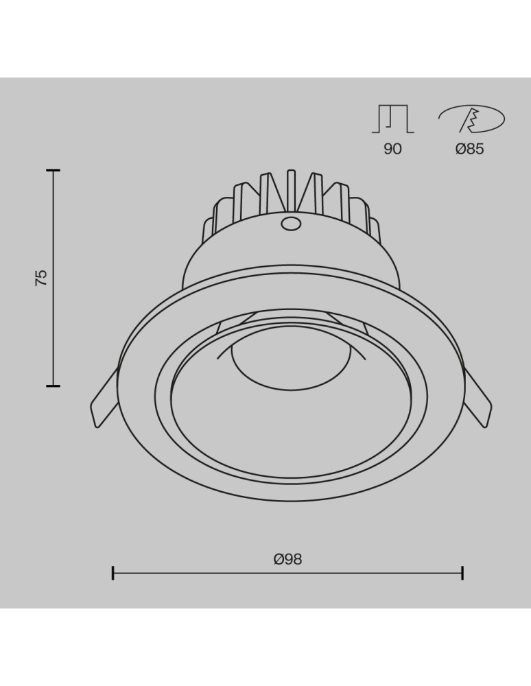 LED flush-mounted lamps - Maytoni Yin Flush Mount LED 12W 760lm 3000K Black DL031-L12W3K-D-B - product kolory-swiatla.pl 6