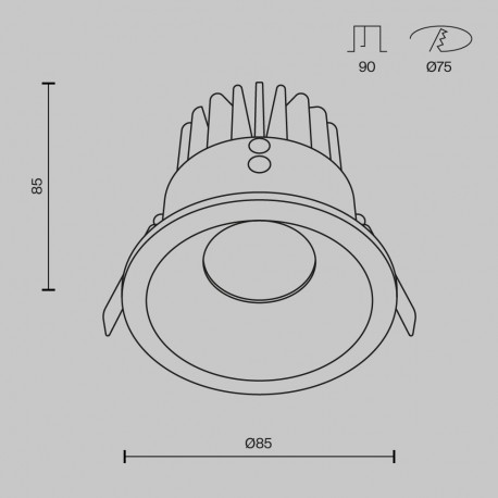 Maytoni Zoom Podtynkowa LED 12W 890lm 3000K IP65 Black DL034-L12W3K-D-B