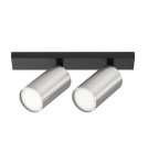 Adjustable ceiling lamps - spots - Maytoni FOCUS S Ceiling Lamp 2xGU10 10W Black, Silver Matte C051CL-U-02BS - product 1