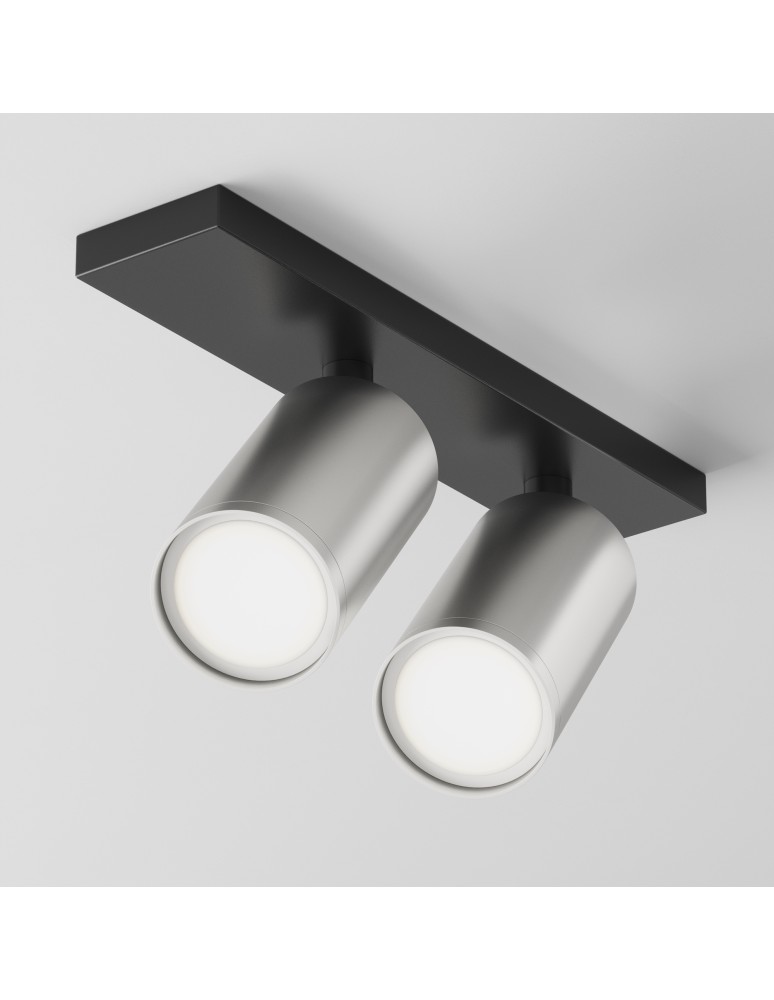 Adjustable ceiling lamps - spots - Maytoni FOCUS S Ceiling Lamp 2xGU10 10W Black, Silver Matte C051CL-U-02BS - product kolory-swiatla.pl 3