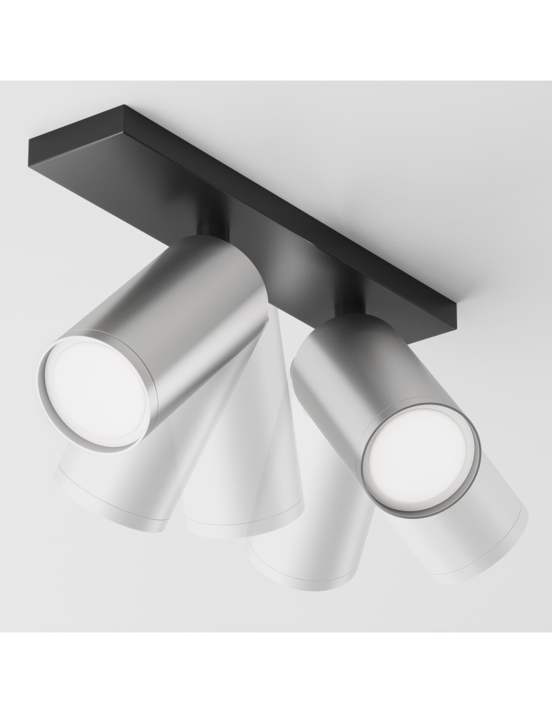 Adjustable ceiling lamps - spots - Maytoni FOCUS S Ceiling Lamp 2xGU10 10W Black, Silver Matte C051CL-U-02BS - product kolory-swiatla.pl 4