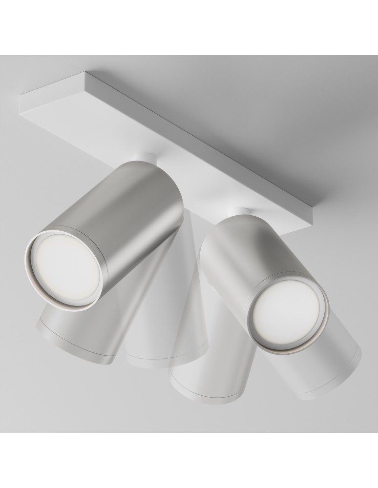 Adjustable ceiling lamps - spots - Maytoni FOCUS S Ceiling Lamp 2xGU10 10W White, Silver Matte C051CL-U-2WS - product kolory-swiatla.pl 4