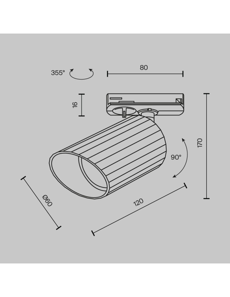 Lamps for 1 phase busbars - Maytoni Lipari UNITY Single Circuit Rail Spotlight 1xGU10 12W Black TR087-1-GU10-B. - product kolory-swiatla.pl 7