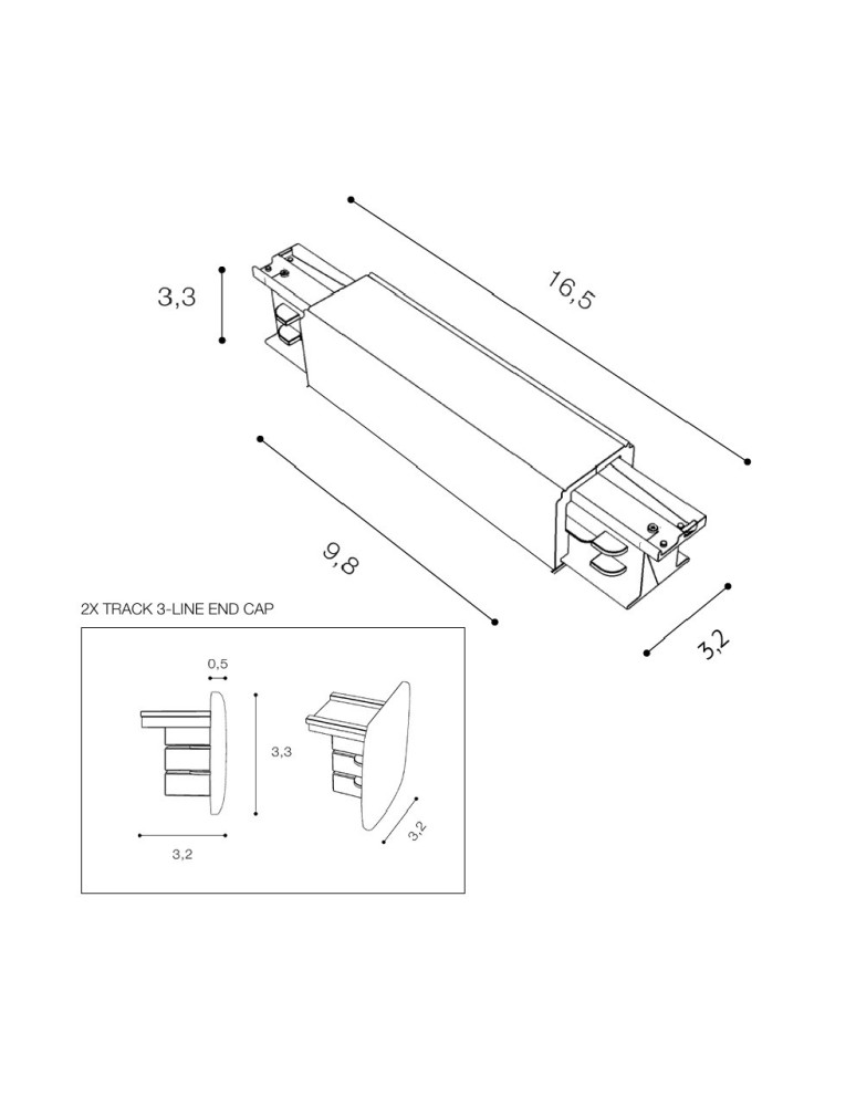 Accessories for 3 phase busbars - Azzardo Line Power 3F + 2xEnd Cap White 3F power switch + 2x end cap AZ2978 - product kolory-swiatla.pl 4