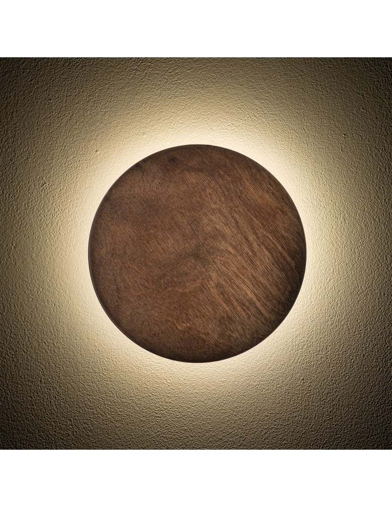 Designer wall lamps - Nowodvorski RING TIMBER LED M Wall Mounted Max power 10W LED 3000K Dark wood 11290. - product kolory-swiatla.pl 2